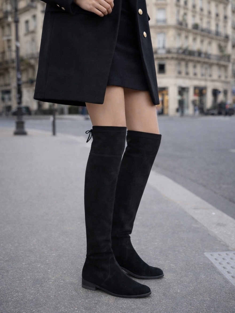 Stuart Weitzman Over-the-Knee Boots – Black Suede – Size 8.5 - Picture 3 of 13